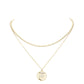 Gold Rhinestone Embellished Evil Eye Charm Round Pendant Layered Necklaces; when someone eyes your good fortune with jealousy or gluttony, the evil eye necklace is a known symbol to protect & ward off negative energy. Great gift: Vacation, Birthday, Anniversary, Christmas, Just Because, Valentine's, Mother's day, Easter