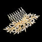 Gold Rhinestone Embellished Flower Pearl Leaf Hair Comb, amps up your hairstyle with a glamorous look on special occasions with this Embellished Flower Pearl Leaf Hair Comb! Perfect for adding just the right amount of shimmer & shine. These are Perfect Birthday Gifts, Anniversary Gifts, and Graduation gifts.