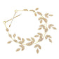 Gold Rhinestone Embellished Leaf Cluster Vine Bun Wrap Headpiece. Perfect for adding just the right amount of shimmer & shine, will add a touch of class, beauty and style to your wedding, prom, special events, embellished glass crystal to keep your hair sparkling all day & all night long. 