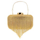 Gold Rhinestone Fringe Evening Clutch Crossbody Bag, This high quality Crossbody Bag is both unique and stylish. The size enough to hold essentials like mobile phone, cards, cash, keys and some makeups. perfect to match with your dress or to bring some bling to your outfit. suitable for, wedding, evening party and so on.