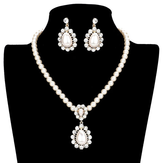 Gold Rhinestone Pave Floral Teardrop Pearl Beaded Collar Necklace, Wear together or separate according to your event with different outfits to add perfect luxe and class with incomparable beauty. Perfectly lightweight for all-day wear. coordinate with any ensemble from business casual to everyday wear. A wonderful gift for birthdays, anniversaries, Valentine’s Day, or any special occasion. Have a praiseworthy look.