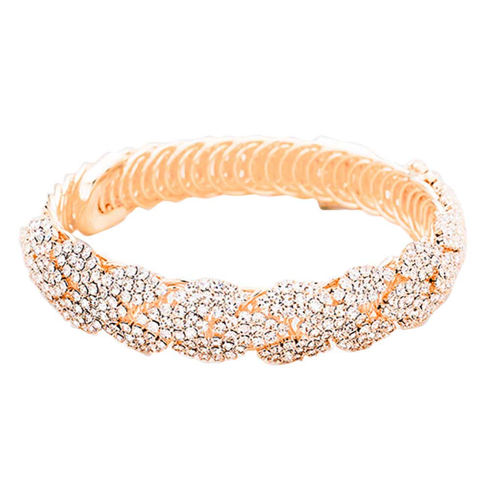 Gold Rhinestone Pave Marquise Evening Bracelet, put on a pop of color to complete your ensemble. Beautifully crafted design adds a gorgeous glow to any outfit. Perfect for adding just the right amount of shimmer & shine. Perfect for Birthday Gift, Anniversary Gift, Mother's Day Gift, Graduation Gift.