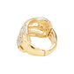 Gold Rhinestone Pave Twist Stretch Ring. Beautifully crafted design adds a gorgeous glow to any outfit. Jewelry that fits your lifestyle! Perfect for adding just the right amount of shimmer & shine and a touch of class to special events. Perfect Birthday Gift, Anniversary Gift, Mother's Day Gift, Graduation Gift, Just Because Gift, Thank you Gift.