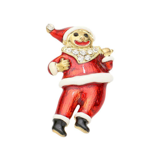 Gold Rhinestone lacquered Santa Claus Pin Brooch, an awesome and attractively crafted design adds a gorgeous glow to any outfit this Christmas. Get into the Christmas spirit & make yourself more attractive this Christmas with this beautiful Santa Claus Pin Brooch. This Rhinestone-themed Rhinestone Brooch is awesome to show off your trendy choice.