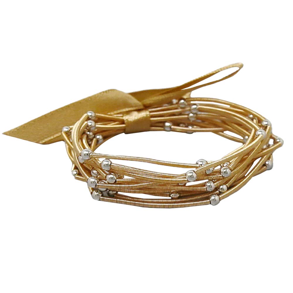 Gold Rhodium Metal Bead Station Spring Bracelet Set, Add this Metal Bead Station Spring Bracelet Set to light up any outfit and feel absolutely flawless. Fabulous fashion and sleek style add a pop of pretty color to your attire. Perfect gifts for weddings, Prom, birthdays, anniversaries, holidays, Valentine’s Day, or any occasion.