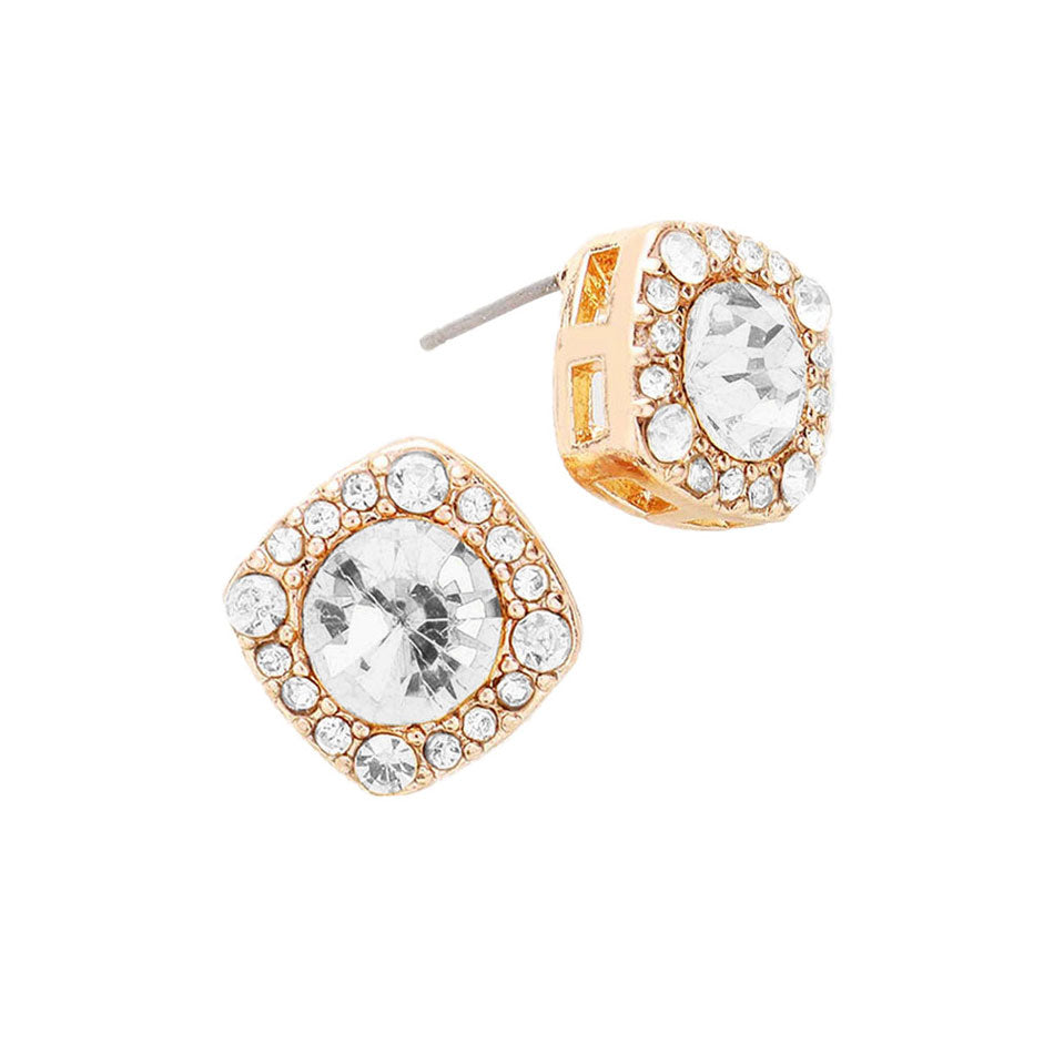 Gold Round Glass Crystal Cut Quad Stud Earrings. Beautifully crafted design adds a gorgeous glow to any outfit. Jewelry that fits your lifestyle! Perfect Birthday Gift, Anniversary Gift, Mother's Day Gift, Anniversary Gift, Graduation Gift, Prom Jewelry, Just Because Gift, Thank you Gift.