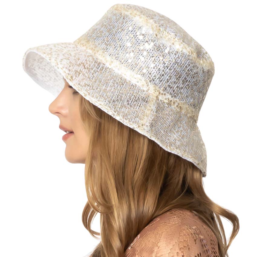 Gold Sequin Bucket Hat, Keep your styles on even when you are relaxing at the pool or playing at the beach. Large, comfortable, and perfect for keeping the sun off of your face, neck, and shoulders. Perfect gifts for weddings, Prom, birthdays, Mother’s Day, Christmas, holidays, Mardi Gras, Valentine’s Day, or any occasion.