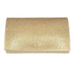 Gold  One Inside Slip Pocket Shimmery Evening Clutch Bag, This high quality evening clutch is both unique and stylish. perfect for money, credit cards, keys or coins, comes with a wristlet for easy carrying, light and simple. Look like the ultimate fashionista carrying this trendy Shimmery Evening Clutch Bag!