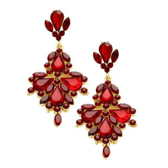 Gold Siam Glass Crystal Statement Earrings, These gorgeous Crystal pieces will show your class in any special occasion. The elegance of these crystal evening earrings goes unmatched. Perfect jewelry to enhance your look. Awesome gift for birthday, Anniversary, Valentine’s Day or any special occasion.