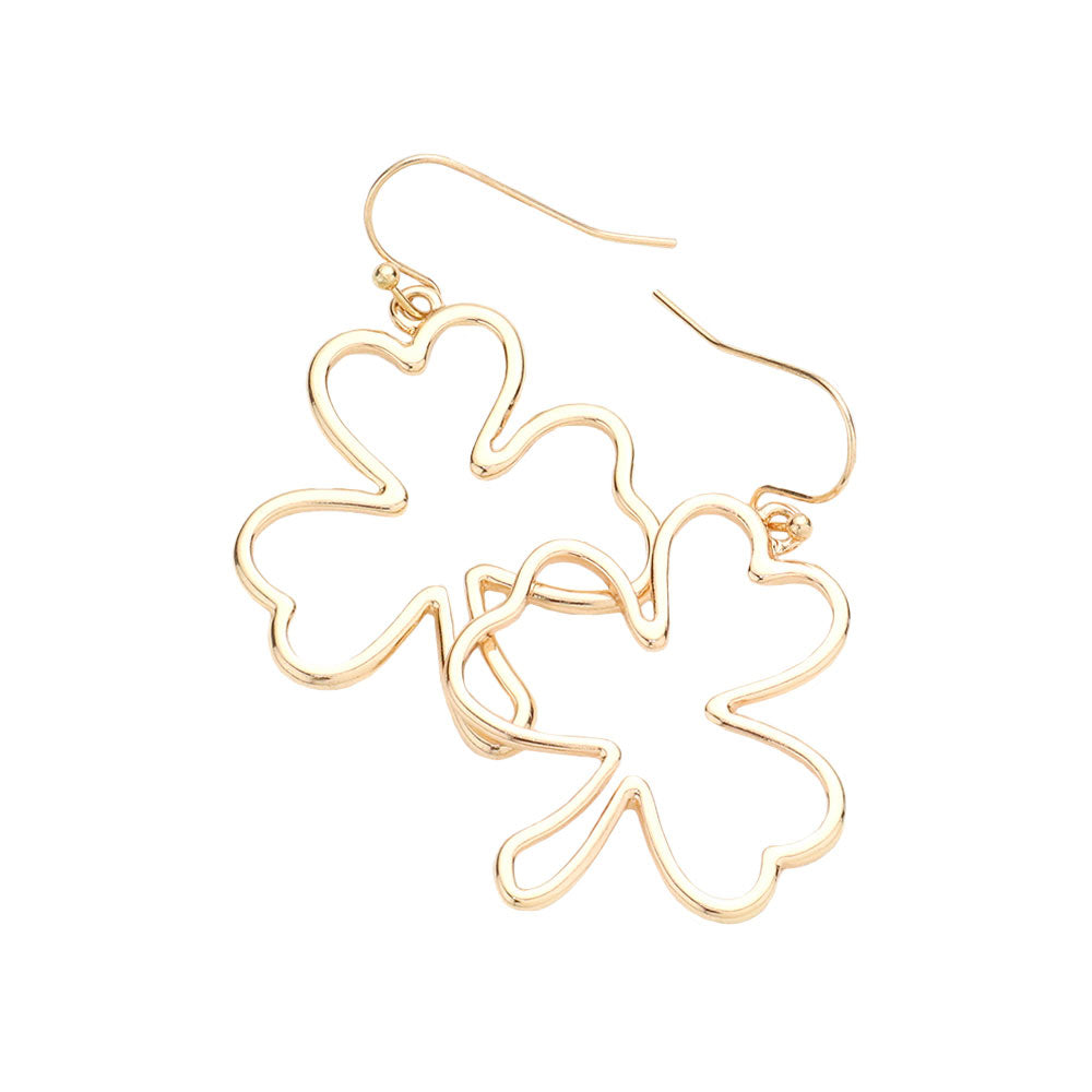 Gold St. Patrick's Day Open Metal Shamrock Dangle Earrings, Wear at any other occasion where you need some extra luck! These earrings are perfect for St. Patrick's Day parties, night parties, carnivals, or any special occasion. An excellent gift item for your friends & family for this St. Patrick's Day.