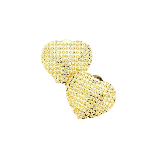 Gold Trendy Stylish Textured Metal Heart Earrings, put on a pop of color to complete your ensemble. Beautifully crafted design adds a gorgeous glow to any outfit Perfect for adding just the right amount of shimmer & shine . Perfect Birthday Gift, Anniversary Gift, Mother's Day Gift, Graduation Gift.