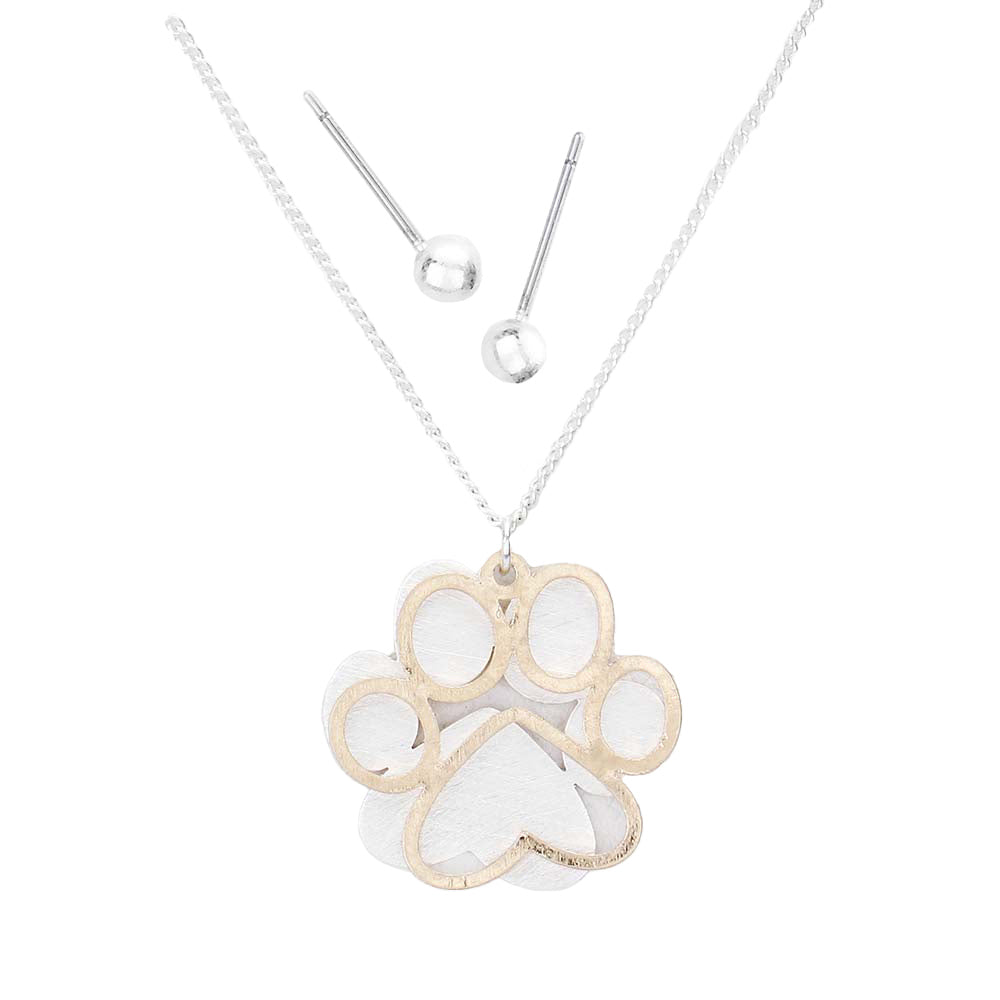 Gold White Two Tone Brass Metal Paw Pendant Necklace, is an awesome jewelry set that attracts anyone's attention at a glance. It includes beautiful metal dog bone and paw that enriches its beauty and uniqueness to a greater extent. Put on a pop of color to complete your ensemble in a gorgeous way. Absolutely a beautiful gift for your friends, family, and the persons you love and care about the most. Stay unique yet beautiful!