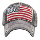 Gray American USA Flag Vintage Baseball Cap; Show your patriotic side with this cute patriotic  USA flag style American Flag baseball cap. Perfect to keep the sun out of your eyes, and to pull your hair back during exercises such as walking, running, biking, hiking, and more! Adjustable Velcro strap gives you the perfect fit.
