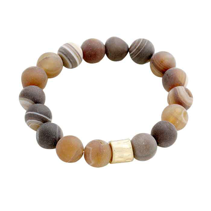 Gray Brown Semi precious stone beaded stretch bracelet, Look like the ultimate fashionista with these stretch bracelet! this stunning stone beaded bracelet can light up any outfit, and make you feel absolutely flawless. Fabulous fashion and sleek style adds a pop of pretty color to your attire, coordinate with any ensemble from business casual to everyday wear.