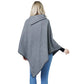 Gray Button Deco Collar Poncho, ensures your upper body stays perfectly toasty when the temperatures drop or on the cold days. A beautiful, fashionable and eye-catcher, will quickly become one of your favorite accessories. Keeps you perfectly warm and goes with all your winter outfits. Timelessly beautiful, gently nestles around the neck and feels exceptionally comfortable to wear. A perfect gift for the persons you care. Happy winter!
