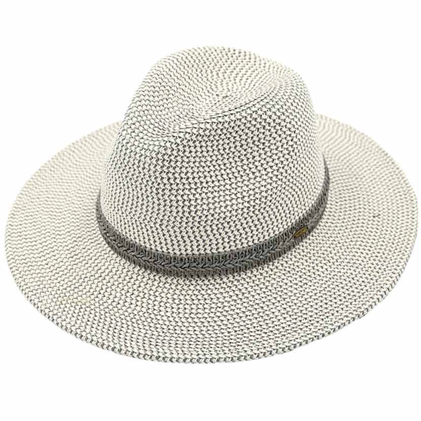 gray C.C Heather Effect Panama Sunhat, Keep your styles on even when you are relaxing at the pool or playing at the beach. Large, comfortable, and perfect for keeping the sun off of your face, neck, and shoulders. Perfect summer, beach accessory. Ideal for travelers who are on vacation or just spending some time in the great outdoors. 