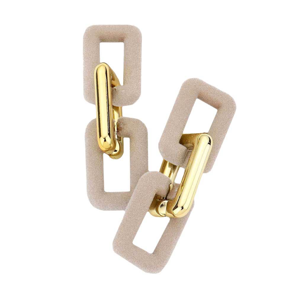 Gray Faux Suede Open Rectangle Link Dangle Earrings, These Earrings sure to make an impression with career or weekend wear. Add something special to your outfit! These dainty, modern, minimalist-style earrings can be worn daily as well as on special occasions. It will be your new favorite accessory. Perfect Birthday Gift, Anniversary Gift, Mother's Day Gift, Graduation Gift, Prom Jewelry, Just Because Gift, Thank you Gift.