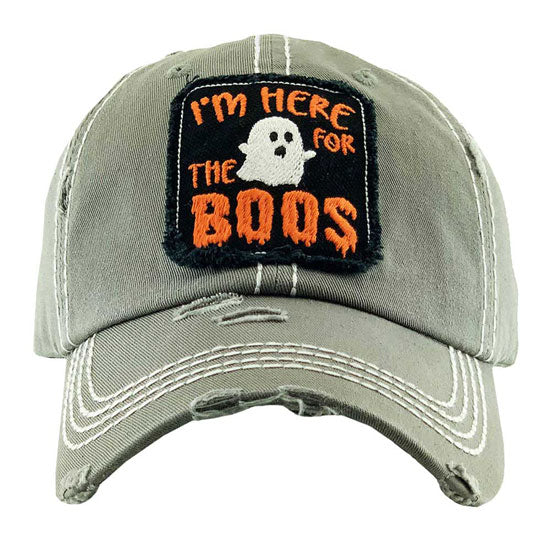 Gray I'm Here For The Boos Halloween Ghost Vintage Baseball Cap, add a glowing perfection to your Halloween costume. Its attractiveness makes your presence means to the places you will be. The ghost-themed Baseball cap makes you sparkly at the party and gets many compliments. Show your trendy choice with this lovely Baseball cap. These Halloween cap is perfect for a night out, outdoor events, hip hop fashion, Halloween costumes, shopping, dating.