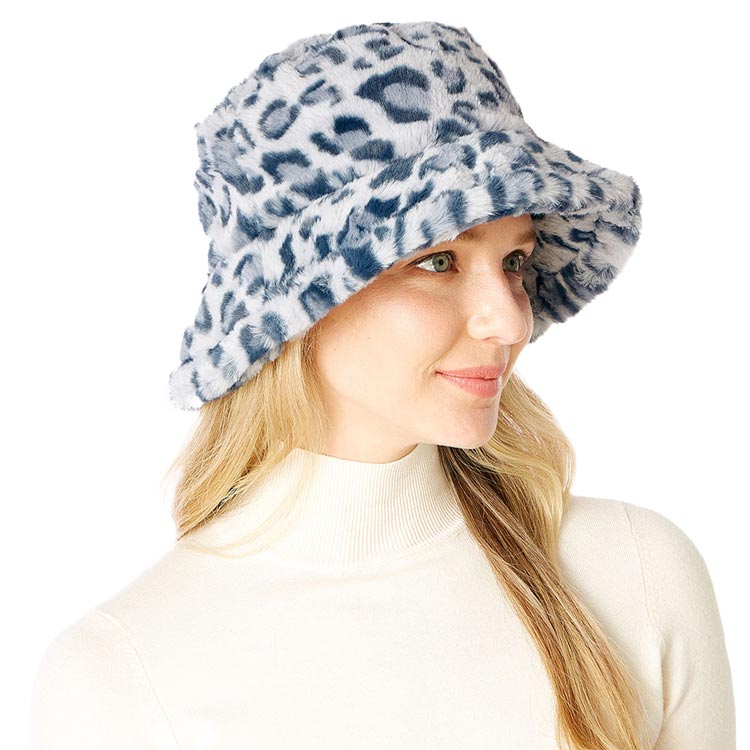 Gray Leopard Patterned Faux Fur Bucket Hat, this Faux Fur leopard patterned bucket hat is nicely designed and a great addition to your attire. Perfect for protecting you from the wind, snow, beach, pool, camping, or any outdoor activities in cold weather. Awesome winter gift accessory! Perfect gift for Birthdays, Christmas, Stocking stuffers, Secret Santa, holidays, anniversaries, Valentine's Day, etc. to your friends, family, or loved ones.