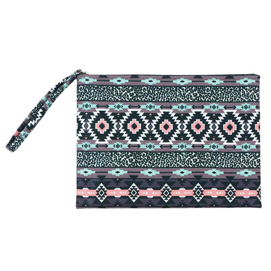 Gray Leopard Tribal Pattern Pouch Clutch Bag. Look like the ultimate fashionista when carrying this small chic bag, great for when you need something small to carry or drop in your bag. Keep your keys handy & ready for opening doors as soon as you arrive. Perfect Birthday Gift, Anniversary Gift, Mother's Day Gift.