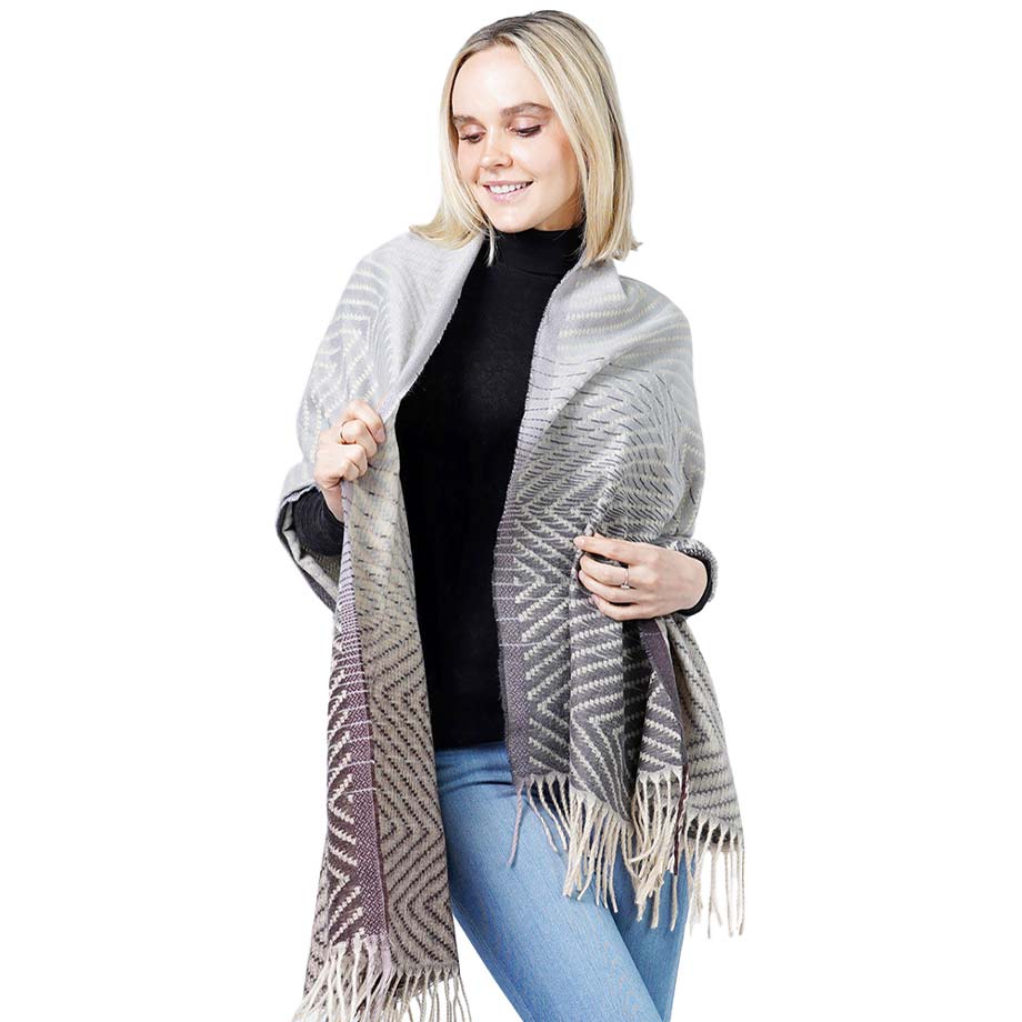 Gray Ombre Woven Scarf With Tassel, on-trend & fabulous, a luxe addition to any cold-weather ensemble. This woven scarf combines great fall style with comfort and warmth. It's a perfect weight that can be worn to complement your outfit or with your favorite fall jacket. Excellent for daily wear in the cold winter to protect you against the chill. It amps up the glamour with a plush material that feels amazing snuggled up against your cheeks.