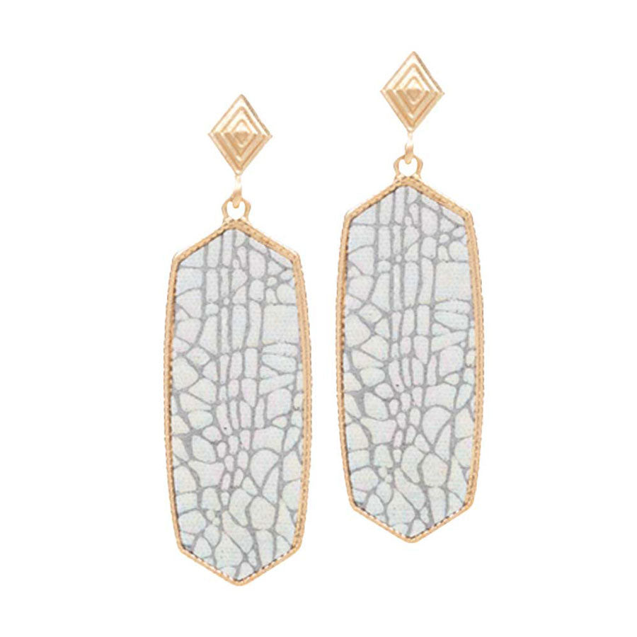 Gray Patterned Hexagon Dangle Earrings. put on a pop of color to complete your ensemble. Beautifully crafted design adds a gorgeous glow to any outfit Perfect for adding just the right amount of shimmer & shine . Perfect for Birthday Gift, Valentine's Gift, Anniversary Gift, Mother's Day Gift, Graduation Gift.