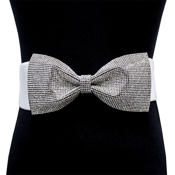 Gray Rhinestone Pave Crystal Embellished Bow Detail Elastic Stretch Belt, luminous crystals adds a luxurious shine to this eye-catching rhinestone belt, dare to dazzle with this radiant accessory, coordinates with any ensemble, ideal for Bride, Wedding, Prom, Sweet 16, Quinceanera, Graduation, Party, Cocktail. Perfect Gift.
