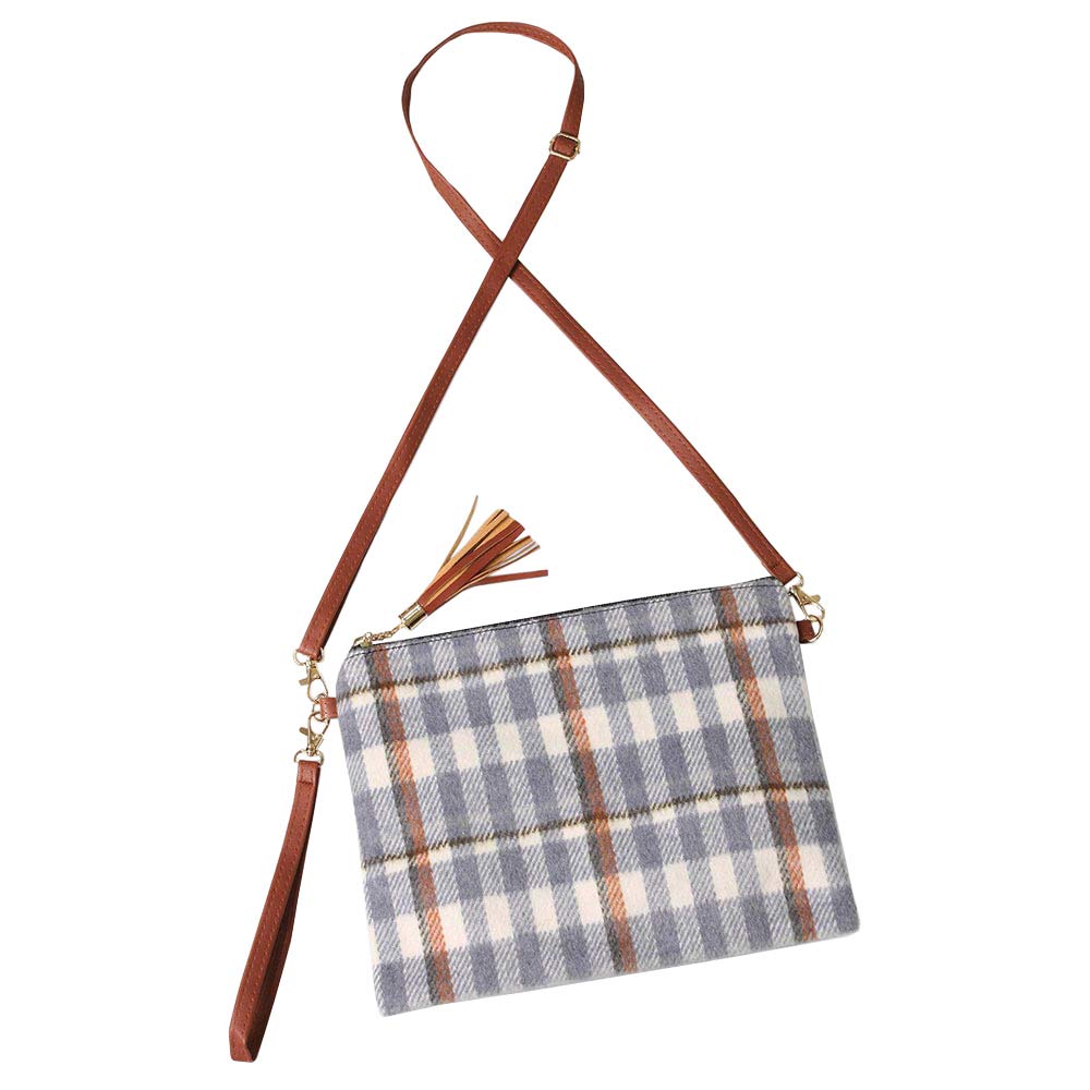 Gray Plaid Check Crossbody Clutch Bag, amps up your confidence and strength. These trendy and colorful bags come with adjustable and detachable hand straps to enhance your comfortability. It's lightweight and easy to carry. It looks like the ultimate fashionista when carrying this small Clutch bag. Perfect gift for birthdays, holidays, Christmas, New year, etc.