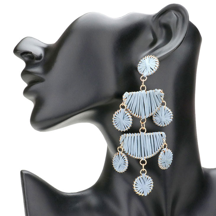 Gray Raffia Wrapped Geometric Metal Link Dangle Earrings, Beautifully crafted design adds a glow to any outfit. Look like the ultimate fashionista with these Earrings! which easily makes your events more enjoyable. These are the perfect gifts for weddings, Prom, birthdays, Mother‚Äö√Ñ√¥s Day, Valentine‚Äö√Ñ√¥s Day, or any occasion.