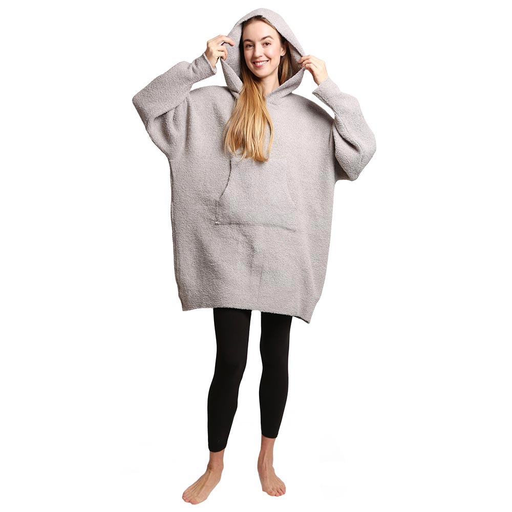 Gray Solid Color Hooded Wearable Blanket, on-trend & fabulous design make it eye-catching and beautiful. It will keep you cozy and comfortable on winter and cold days. Go outside with confidence and beauty with this solid color-designed blanket. It's a luxe addition to any cold-weather ensemble. Great for daily wear in the winter to protect you against the chill. 