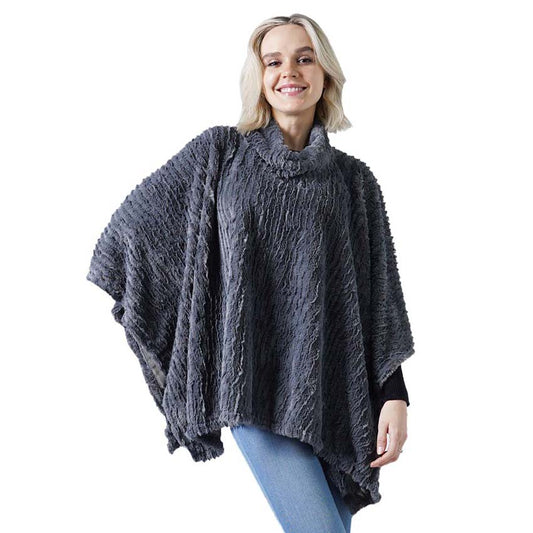 Gray Supersoft Loose Turtleneck Ribbed Poncho, is the perfect accessory for the comfort, luxury and trendiness this winter. You can throw it on over so many pieces elevating any casual outfit! Smooth and cool color variety and eye-catching look will enrich your luxe and glamour in a greater extent. Perfect Gift for Wife, Mom, Birthday, Holiday, Christmas, Anniversary, Fun Night Out. Stay awesome with this beautiful poncho!