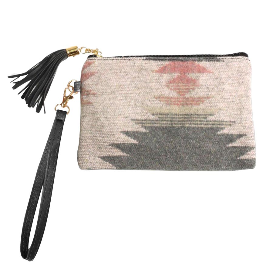 Gray Stylish Western Patterned Wristlet Pouch Bag, shows your trendy look with this awesome western patterned design Whether you are out shopping, going to the pool or beach, or anywhere else. This pouch bag is the perfect accessory for holding your handy items comfortably. Spacious enough for carrying any and all of your belongings and essentials. Perfect Birthday Gift, Anniversary Gift, Just Because Gift, Mother's Day Gift.