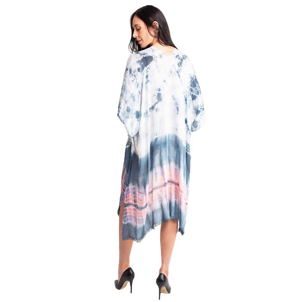 Gray Tie Dye Cover Up Kimono Poncho, These Beach Poolside chic is made easy with this lightweight cover-up featuring tonal line and a relaxed silhouette, look perfectly breezy and laid-back as you head to the beach. Also an accessory easy to pair with so many tops! From stylish layering camis to relaxed tees, you can throw it on over so many pieces elevating any casual outfit! Great gift idea for your loving one.