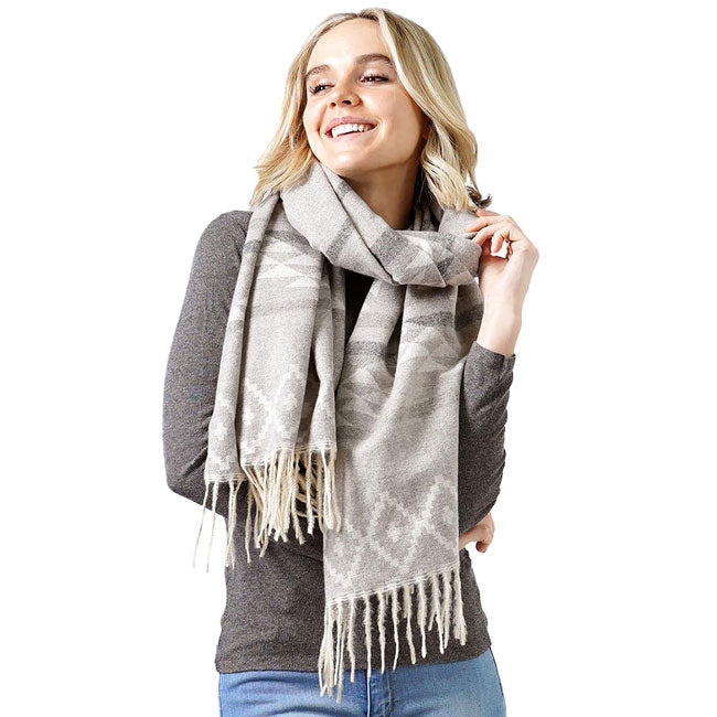 Gray Western Patter Printed Scarf, beautifully printed design makes your beauty more enriched. Great to wear daily in the cold winter to protect you against the chill. It amplifies the glamour with a polyester material that feels amazing snuggled up against your cheeks. This scarf is a versatile choice that can be worn in many ways. Perfect Gift for Wife, Mom, and your beloved ones on their Birthdays or any other occasions. Perfect for wear at Holidays, Christmas, Anniversary, Fun Night Out, etc.