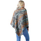 Gray Western Pattern Poncho, adds gorgeousness and confidence in your beauty. Lightweight and Breathable Fabric, Comfortable to Wear. Suitable for any Occasions in Spring, Summer, and Autumn. It fits with any outfit and any place. Perfect gift for Wife, Mom, Birthday, Holiday, Christmas, Anniversary, Fun night out. Make your moment stylish and attractive.