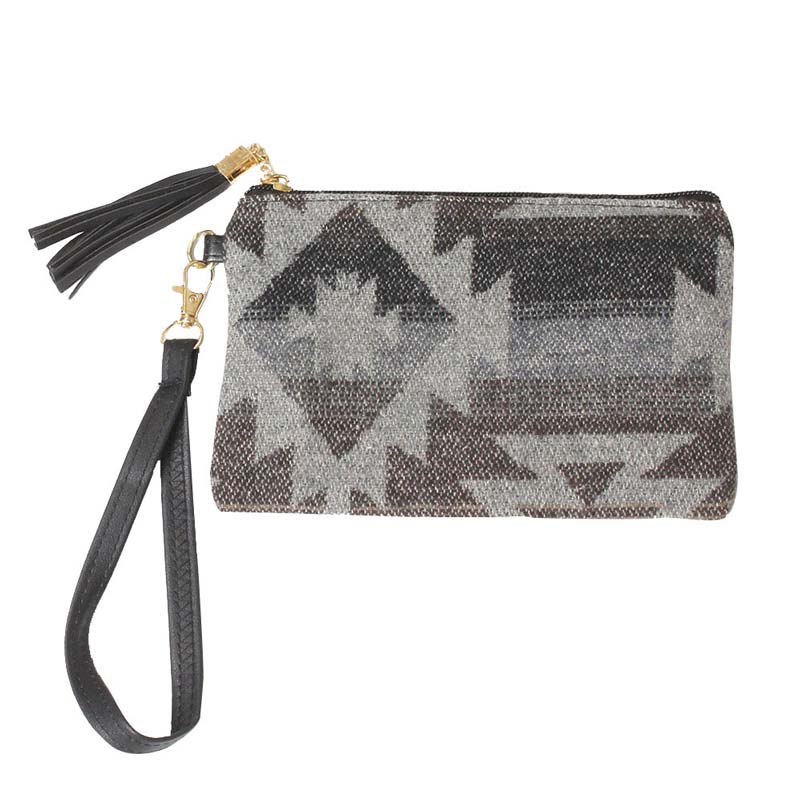 Gray Western Print Wristlet Pouch Bag, comes with detachable strap. It looks like the ultimate fashionista while carrying this trendy pouch bag! It will be your new favorite accessory to hold onto all your necessary and handy items. Easy to carry specially when you need hands-free and lightweight to run errands or a nigh tout on the town. Fits your phone, wallet, keys etc. A caring gift for ones you care.