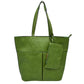 Green 3 In 1 Large Soft  Leather Women's Tote Handbags, There's spacious and soft leather tote offers triple the styling options. Featuring a spacious profile and a removable pouch makes it an amazing everyday go-to bag. Spacious enough for carrying any and all of your outgoing essentials. The straps helps carrying this shoulder bag comfortably. Perfect as a beach bag to carry foods, drinks, big beach blanket, towels, swimsuit, toys, flip flops, sun screen and more.