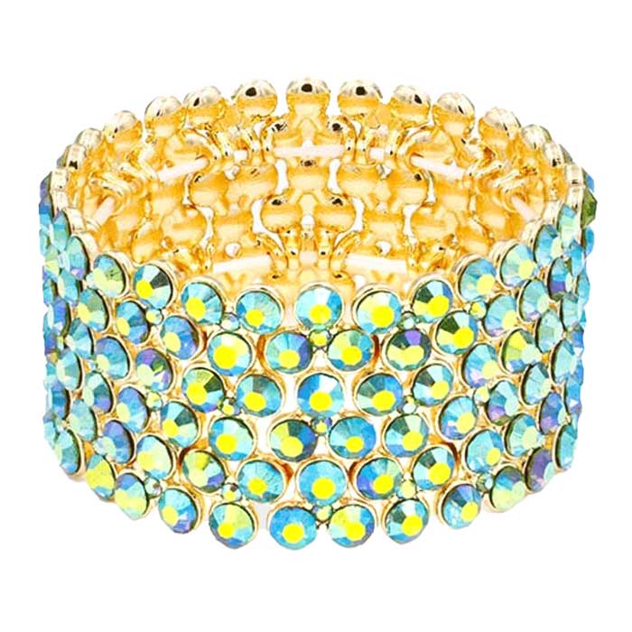 Green Bubble Stone Stretch Evening Bracelet,  This Evening Bracelet sparkles all around with it's surrounding round stones, stylish evening bracelet that is easy to put on, take off and comfortable to wear. It looks stylish and is just the right touch to set off your dress. Suitable for Night Out, Party, Formal, Special Occasion, Date Night, Prom.