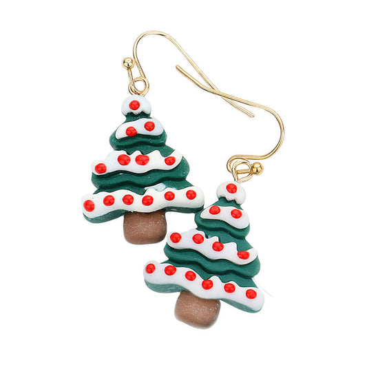 Green Christmas Tree Polymer Clay Dangle Earrings, elegance and cuteness becomes you in these lightweight and playful, shiny glamorous Christmas tree earrings, get into the Christmas spirit with these gorgeous handcrafted Christmas tree earrings, they will dangle on your earlobes & bring a smile to those who look at you. Perfect Gift December Birthdays, Christmas, Stocking Stuffers, Secret Santa, BFF, etc. 