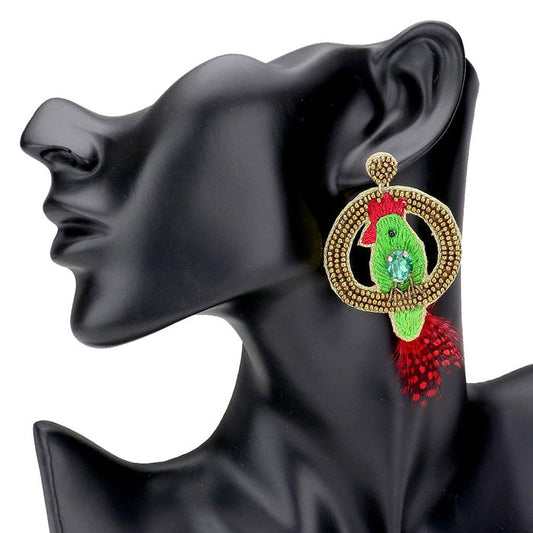 Green  Embroidery Parrot Earrings. Embroidery  earrings has fun handcrafted jewellery that fits your lifestyle, adding a pop of pretty colour. Enhance your attire with these vibrant artisan earrings to show off your fun trendsetting style. Great gift idea for Wife, Mom, or your Loving One.