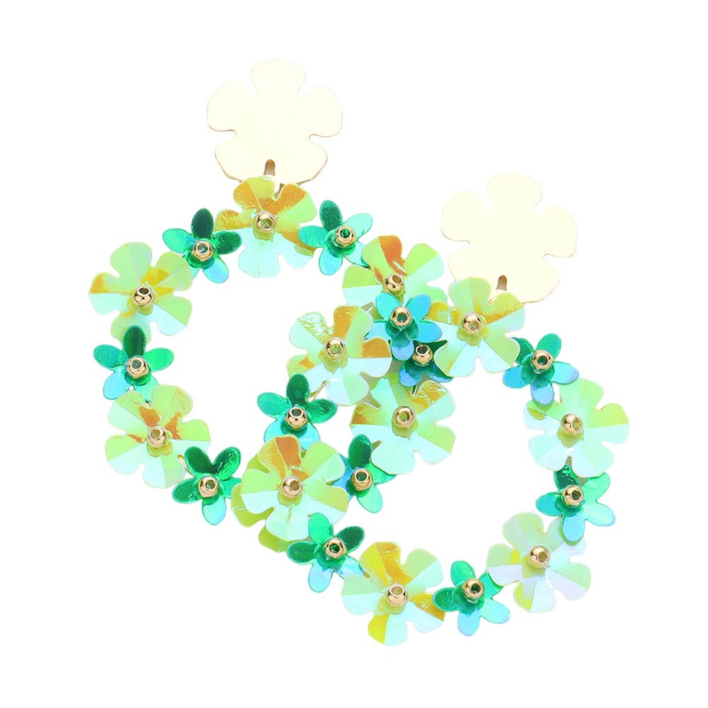 Green Flower Cluster Open Circle Dangle Earrings, get ready with these cluster earrings to receive the best compliments on any special occasion. This is for those who love flowers very much. It looks so pretty, bright, and elegant on any special occasion. Awesome gift for birthdays, Valentine’s Day, or any special occasion.