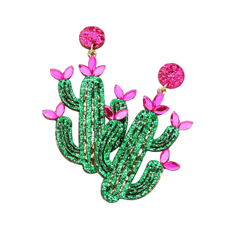 Green Glittered Cactus Dangle Earrings, are beautifully designed on a cactus theme to put on a pop of color and complete your ensemble. It is perfect for cactus lovers. Perfect gift for Anniversaries, Graduation, cactus lovers persons, etc. Show off your trendy choice & perfect combination with these beautiful earrings.