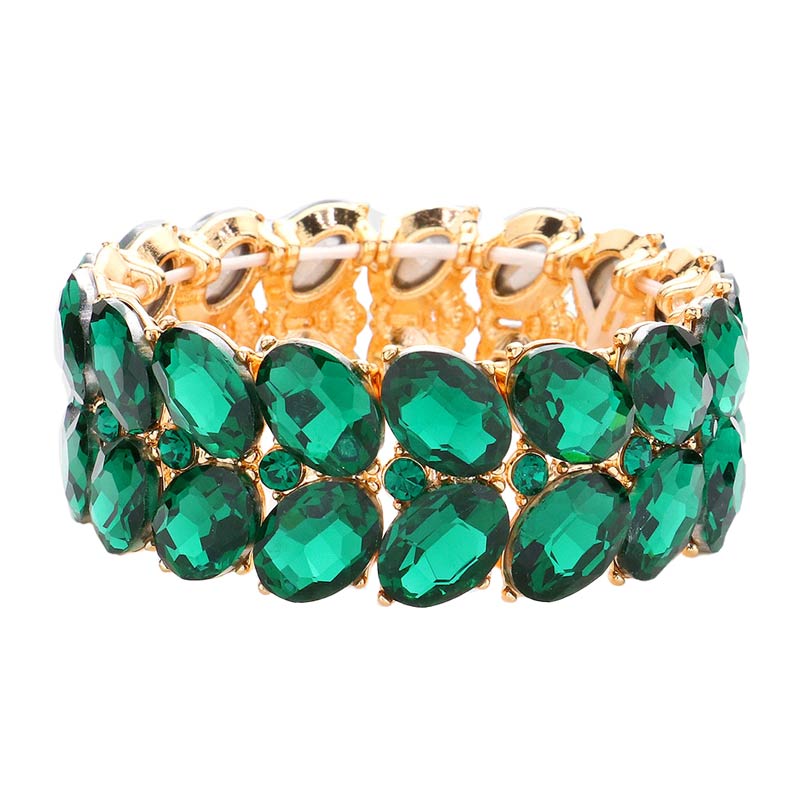Green Oval Stone Cluster Stretch Evening Bracelet, These gorgeous Oval stone pieces will show your class on any special occasion. These bracelets are perfect for any event whether formal or casual or for going to a party or special occasion. The perfect gift for a birthday, Valentine’s Day, Party, Prom, Christmas, etc.