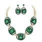 Green Pave Trim Glass Crystal Link Necklace Wear together or separate according to your event, versatile enough for wearing straight through the week, perfectly lightweight for all-day wear, coordinate with any ensemble from business casual to everyday wear, the perfect addition to every outfit. Perfect Birthday Gift, Anniversary Gift, Mother's Day Gift, Graduation Gift, Prom Jewelry, Just Because Gift, Thank you Gift.