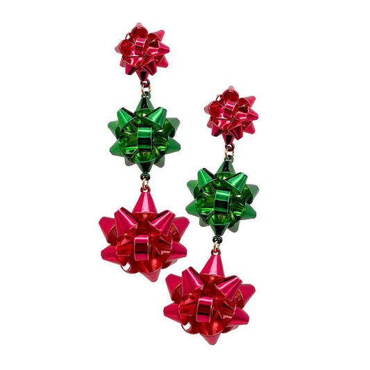 Green Red Christmas Bow Dangle Earrings. Perfect for the festive season, embrace the Christmas spirit with these cute bow dangle earrings. Bring a smile to those who look at you. It will pair well with all your Christmas costume. Perfect Gift for Birthdays, Christmas, Stocking Stuffers, Secret Santa, BFF, etc. Awesome gift for birthday, Anniversary, Valentine’s Day or any special occasion.