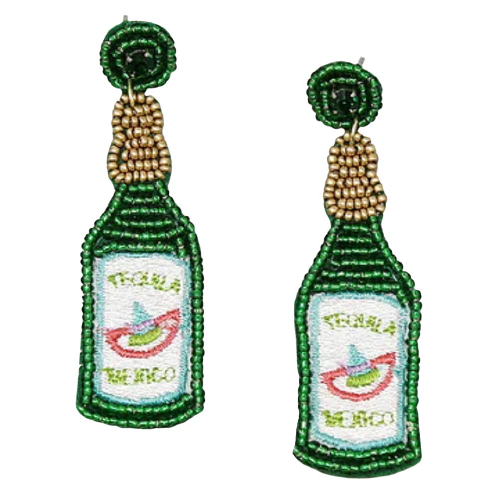 Green Tequila Seed Bead Earrings, enhance your attire with these beautiful seed-beaded earrings to show off your fun trendsetting style. It Can be worn with any daily wear such as shirts, dresses, T-shirts, etc. These tequila earrings will garner compliments all day long. Whether you're wearing a dress or a coat, these earrings will make you look more glamorous and beautiful.