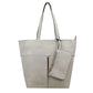 Grey 3 In 1 Large Soft  Leather Women's Tote Handbags, There's spacious and soft leather tote offers triple the styling options. Featuring a spacious profile and a removable pouch makes it an amazing everyday go-to bag. Spacious enough for carrying any and all of your outgoing essentials. The straps helps carrying this shoulder bag comfortably. Perfect as a beach bag to carry foods, drinks, big beach blanket, towels, swimsuit, toys, flip flops, sun screen and more.