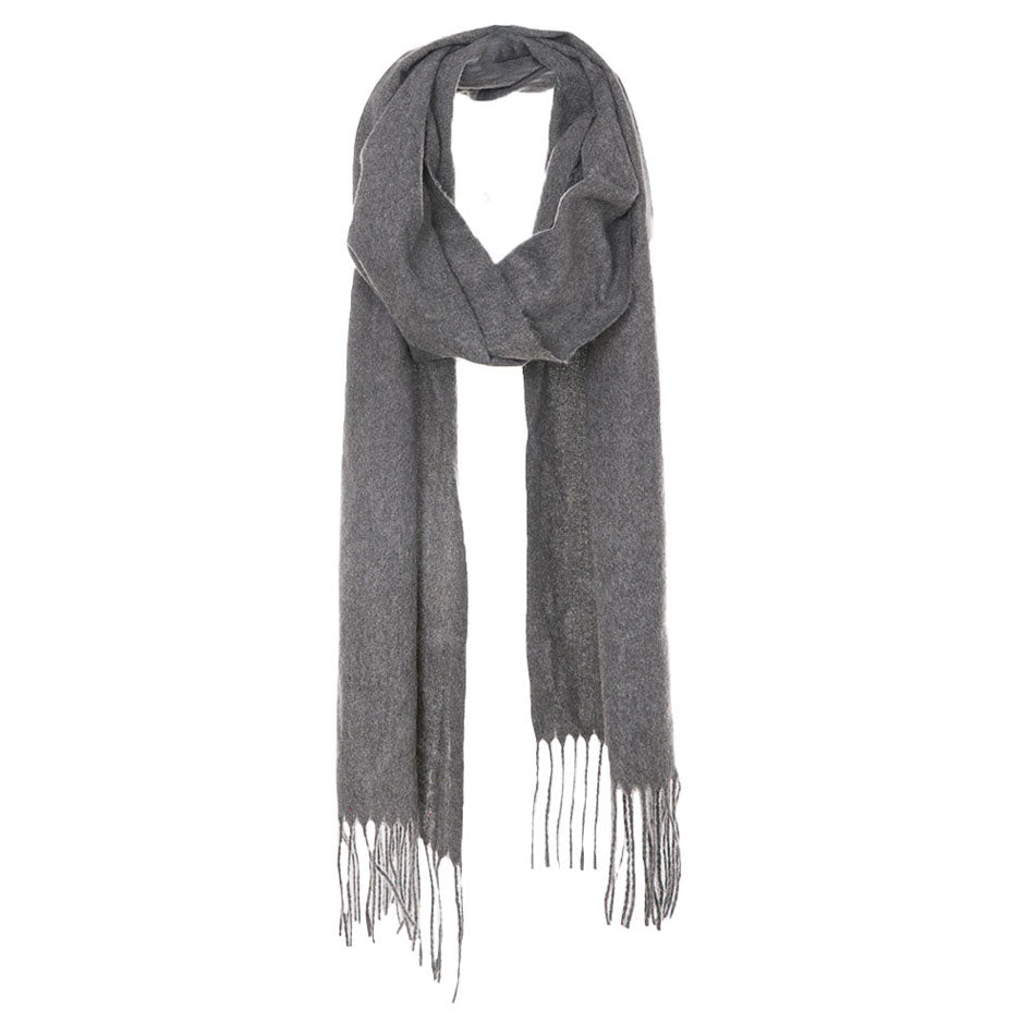 Grey Fall Winter Solid Tassel Oblong Scarf, on trend & fabulous, a luxe addition to any cold-weather ensemble. Great for daily wear in the cold winter to protect you against chill, classic infinity-style scarf & amps up the glamour with plush material that feels amazing snuggled up against your cheeks.