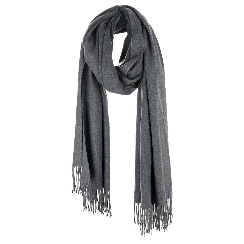 Grey Solid Tassel Oblong Scarf, Accent your look with this soft, highly versatile scarf. Great for daily wear in the cold winter to protect you against chill, classic infinity-style scarf & amps up the glamour with plush material that feels amazing snuggled up against your cheeks.