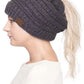 Grey Mix C.C Mixed Color Knitted Ponytail Beanie Stylish Comfy Warm Winter Hat; reach for this classic toasty hat to keep you nice n warm in the chilly winter weather, the wintry touch finish to your outfit. Perfect Gift Birthday, Christmas, Holiday, Anniversary, Stocking Stuffer, Secret Santa, Valentine's Day, Loved One, BFF